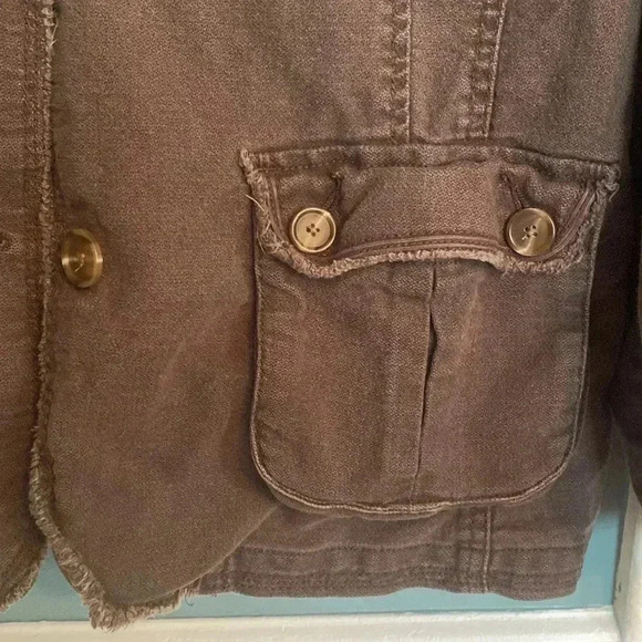 Old Navy XXL brown women linen/cotton brown jacket - button up - Picture 4 of 6